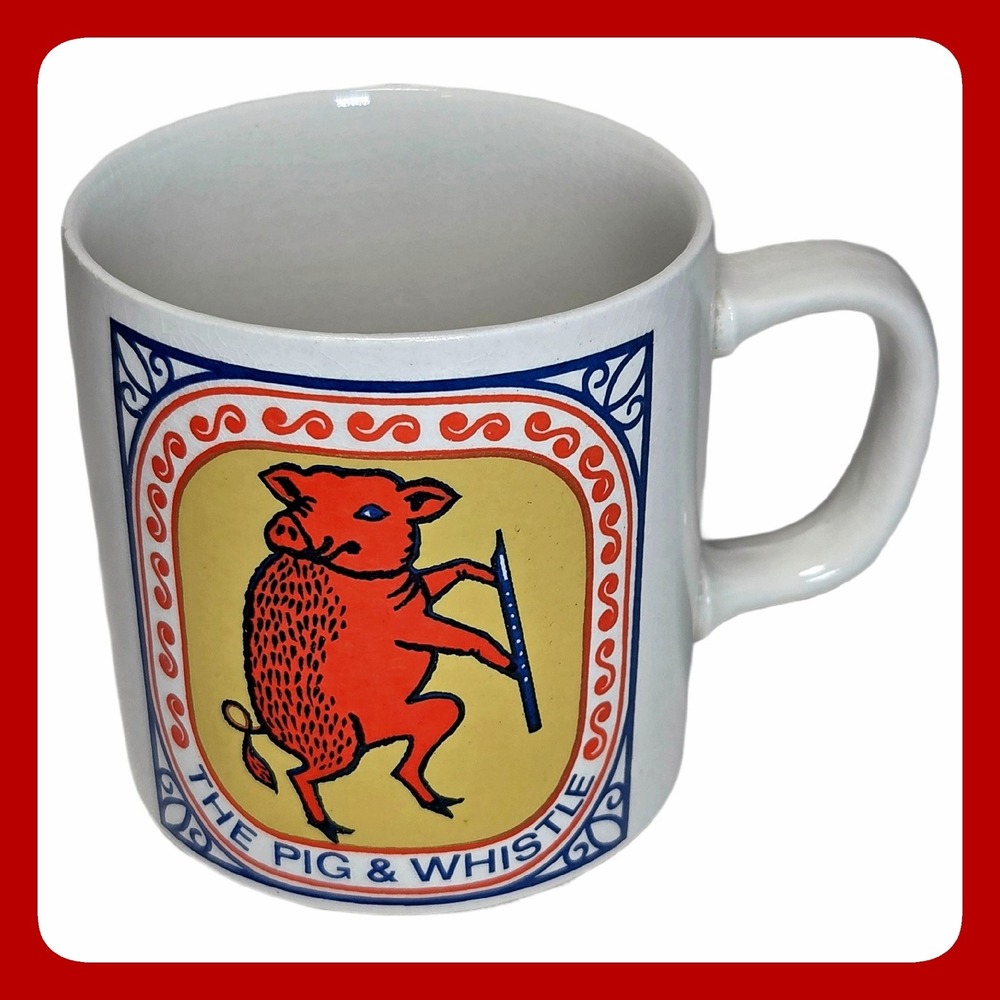 Burleigh Pig Whistle Mug English Inn Signs Staffordshire Pottery Vintage VTG